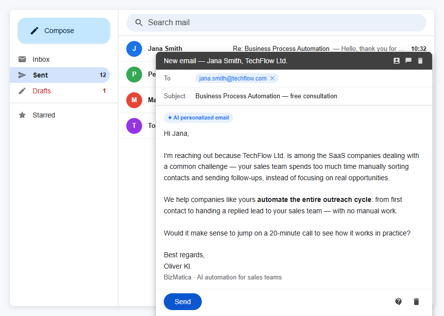 AI personalized outreach email